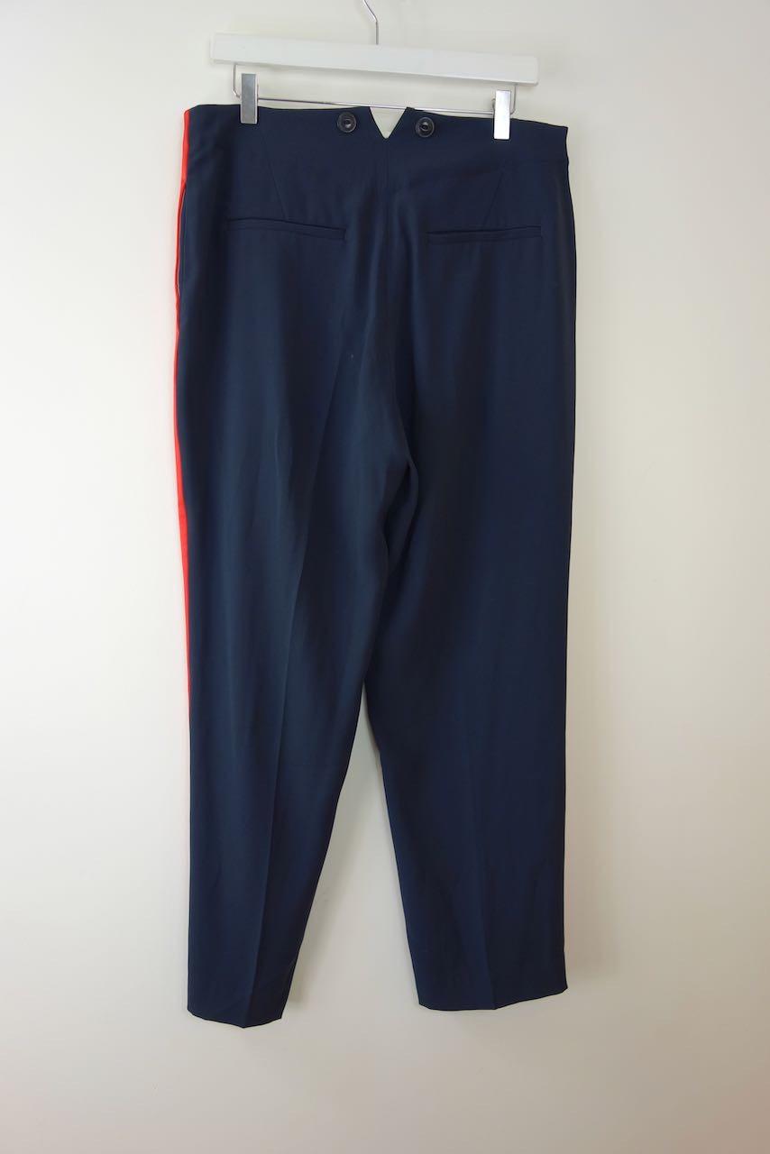 Navy Tailored Trousers with Red Side Stripe