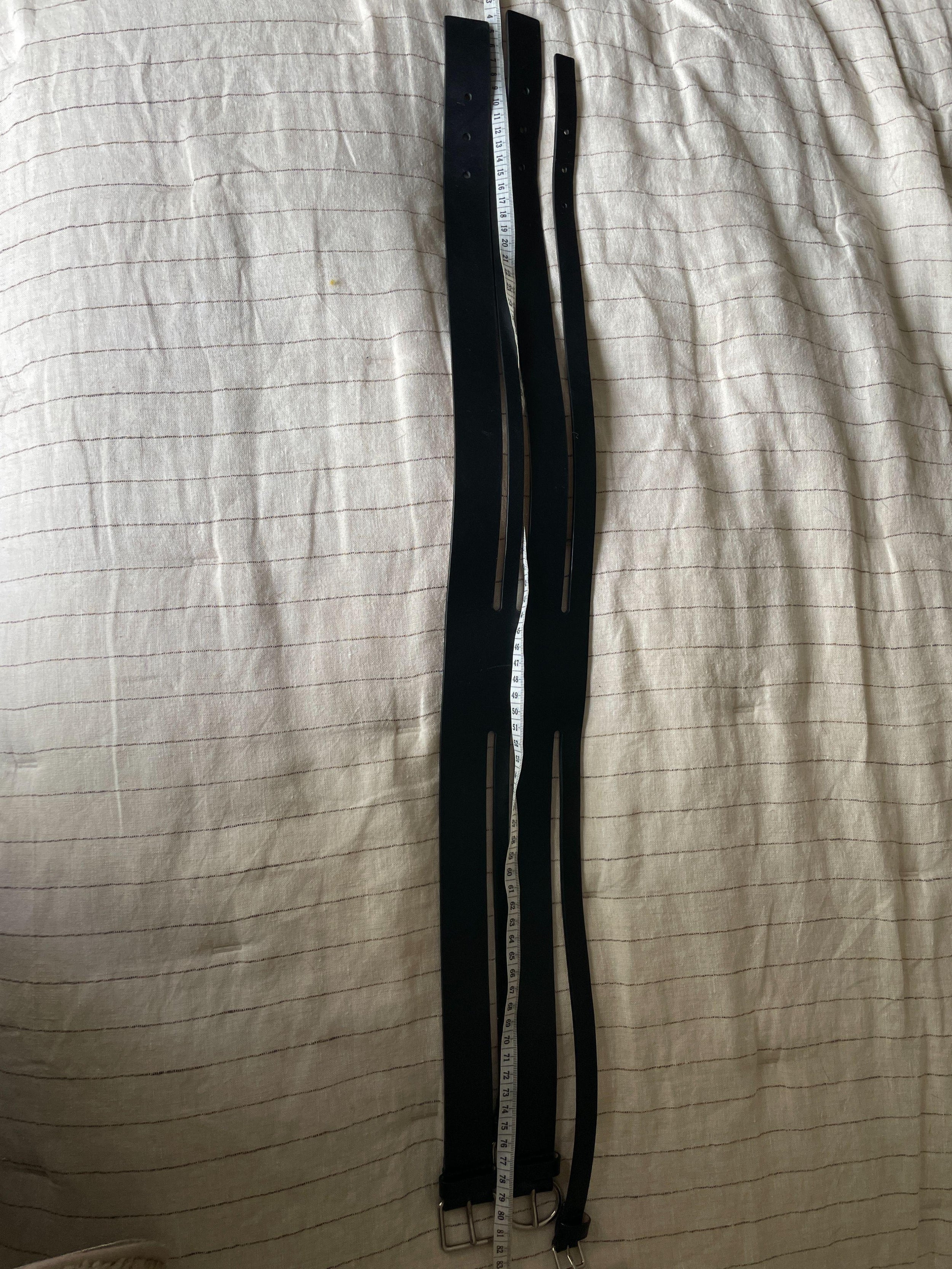 black leather multi-buckle waist belt 70