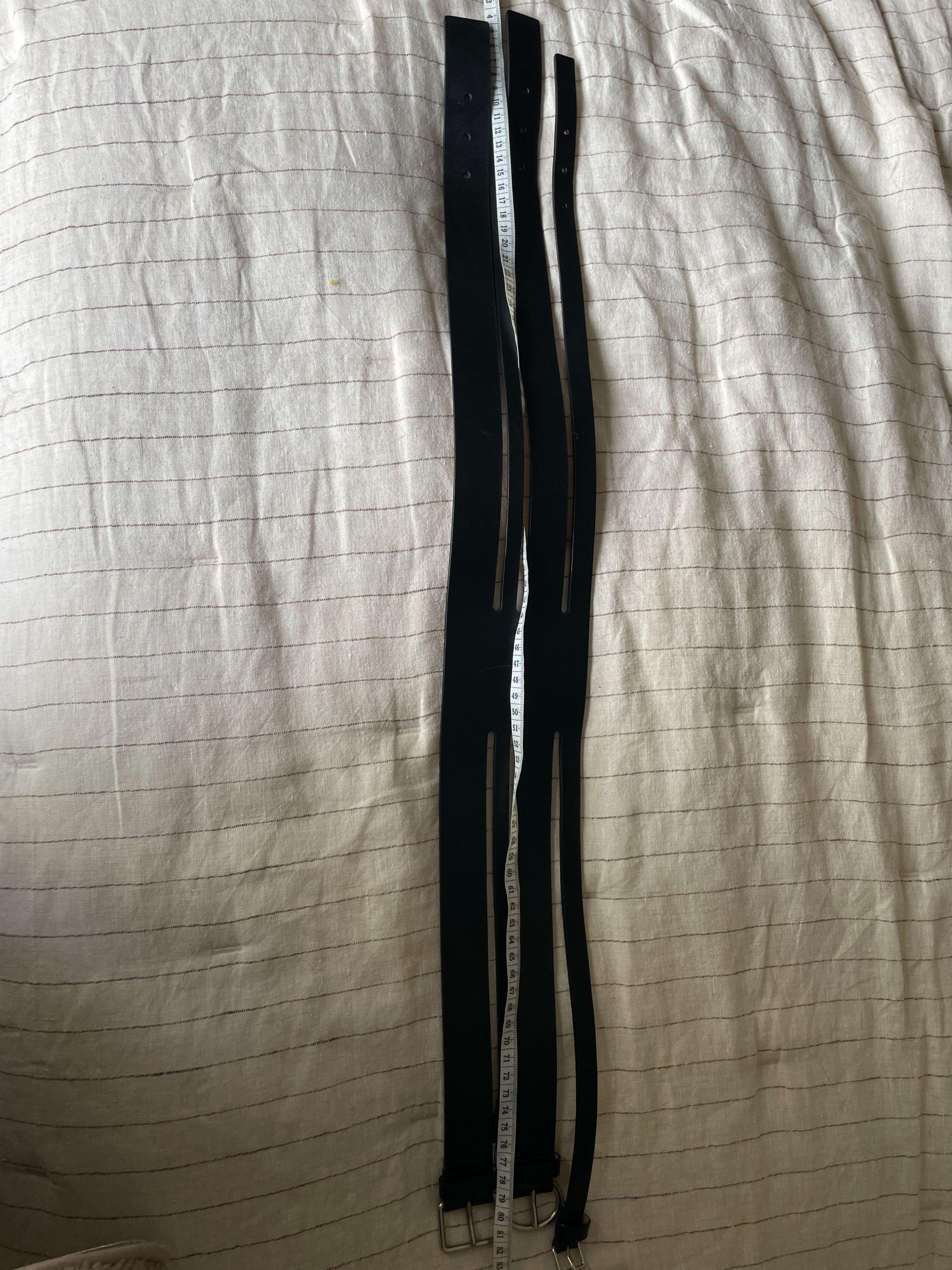 black leather multi-buckle waist belt 70