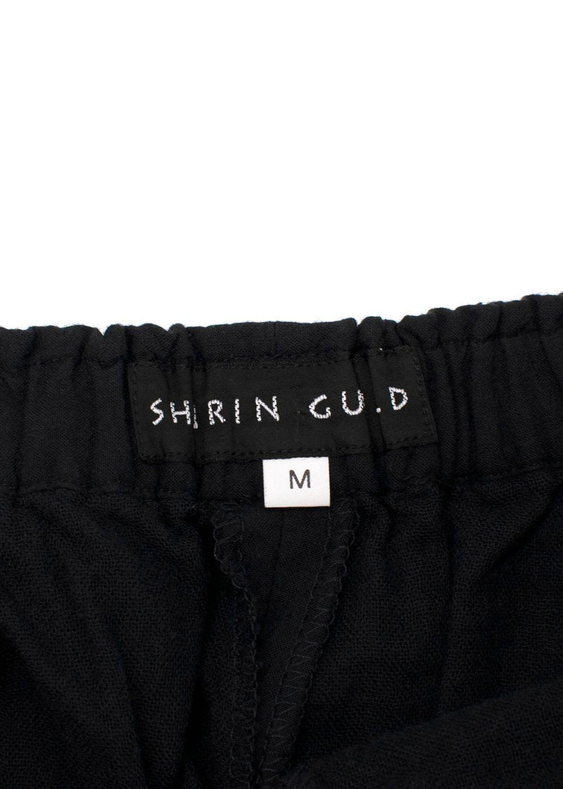 Shirin Guild Black Cotton Wide Leg Trousers