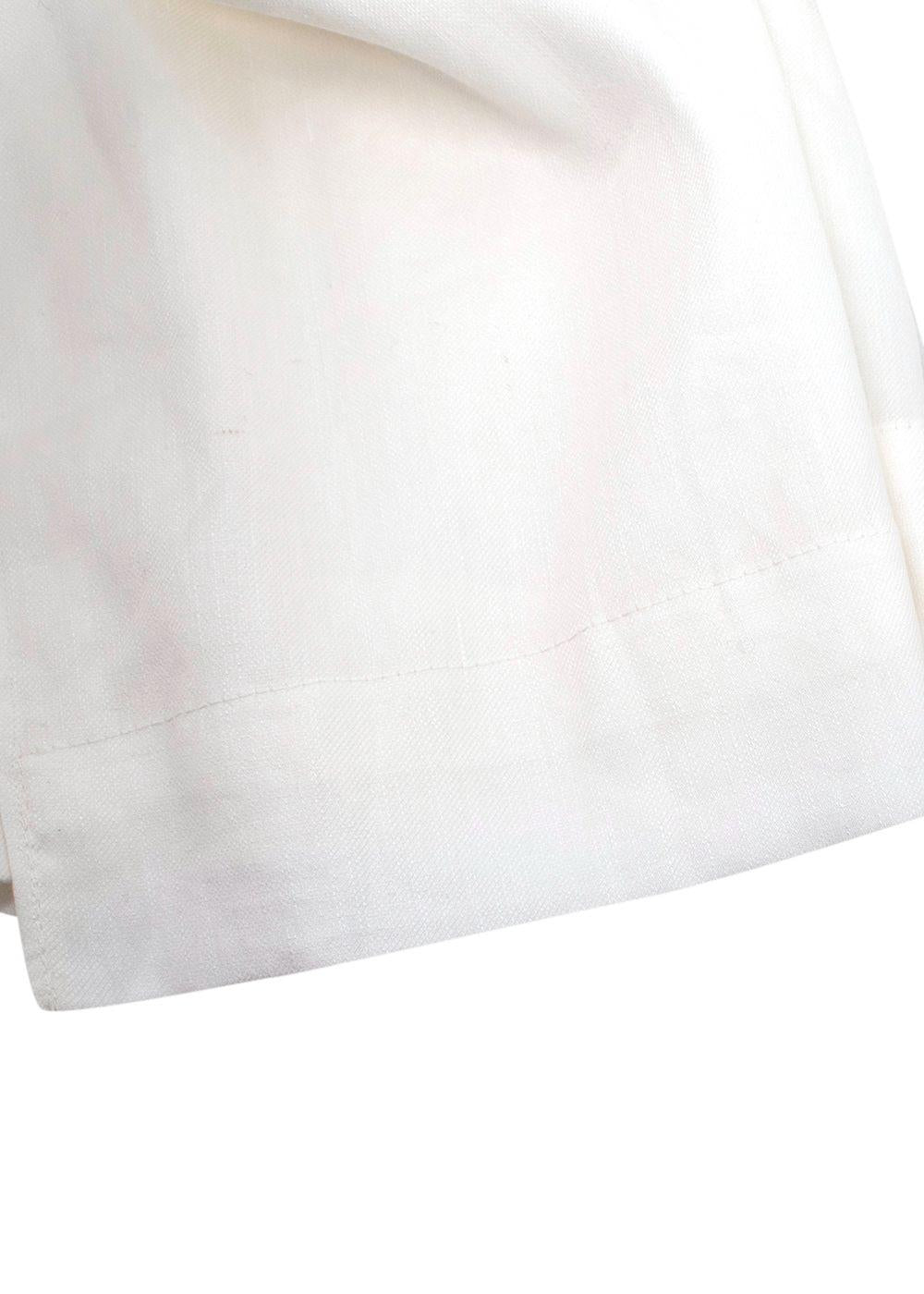 Frame White Linen Wide Leg Trousers