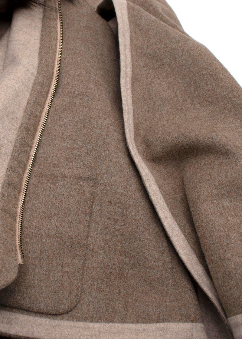 Shaky Loro Piana Wool Cape with Fox Fur Trim