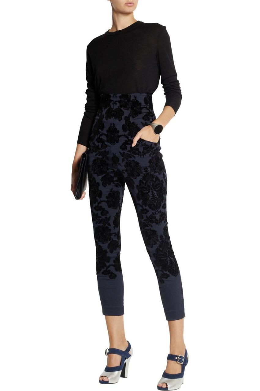 Toga Flocked Velvet Skinny Pants