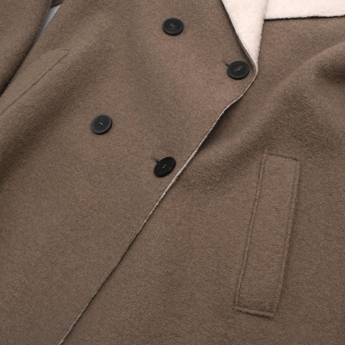 Harris Wharf London Wool Brown & Cream Double Breasted Coat