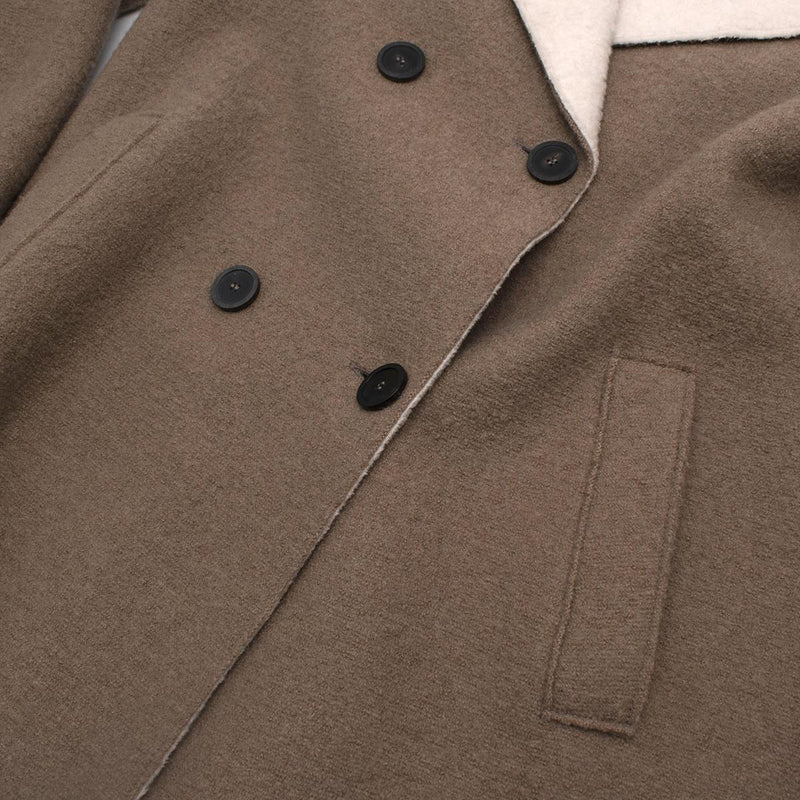 Harris Wharf London Wool Brown & Cream Double Breasted Coat