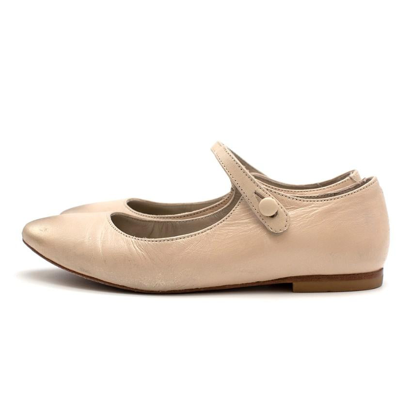 Bonpoint Vanilla Caprin Leather Mary-Jane Shoes