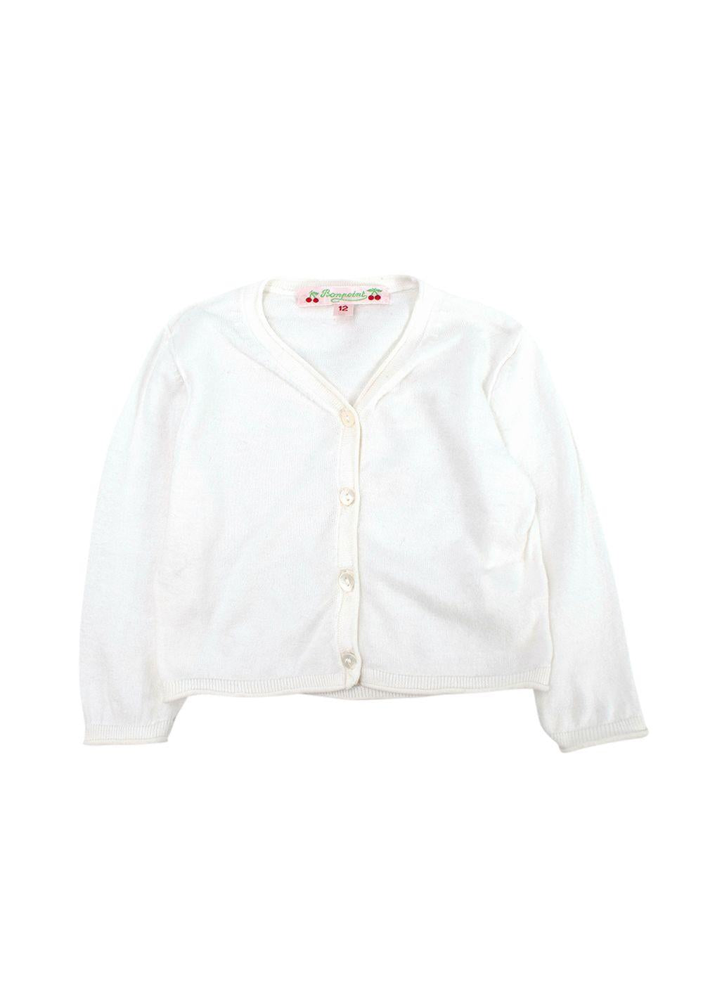 Bonpoint Kids White Knit Cardigan