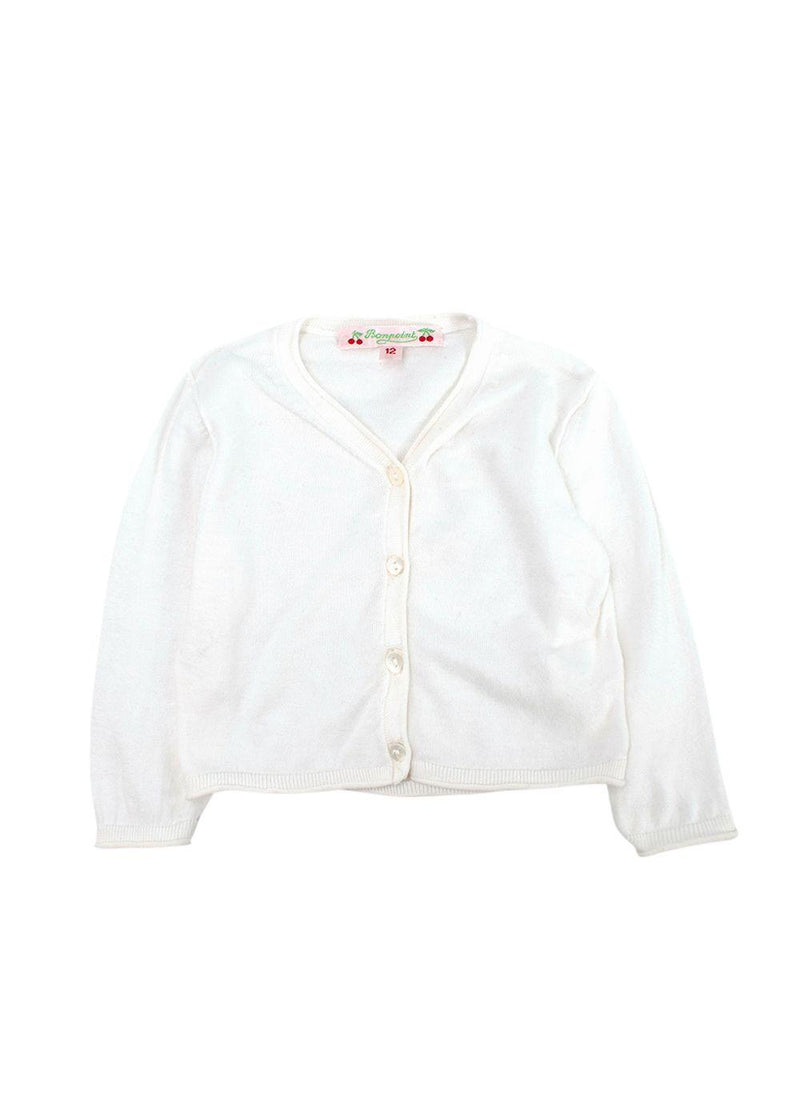 Bonpoint Kids White Knit Cardigan