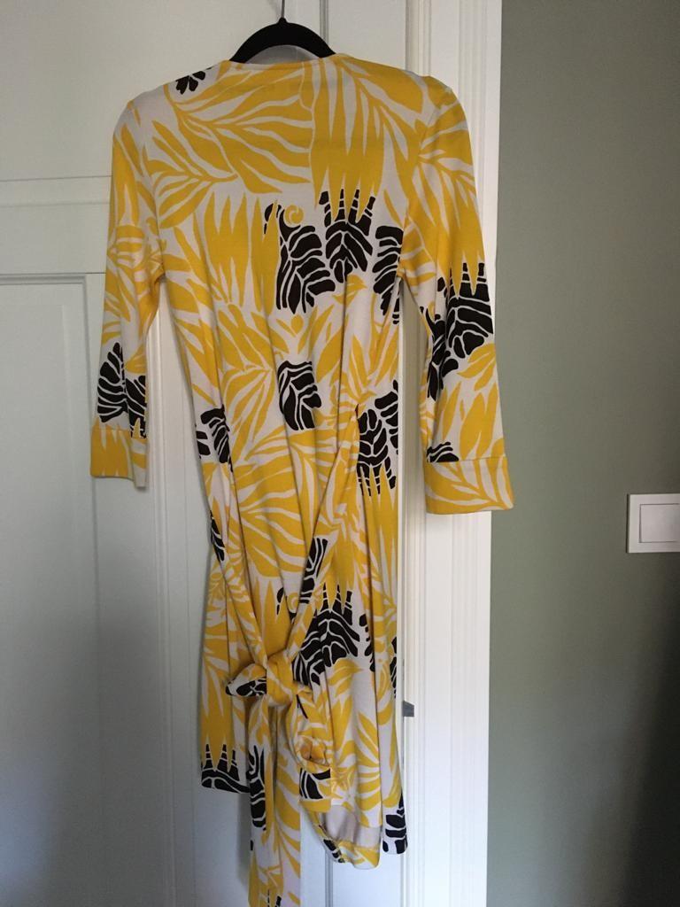 DVF Yellow Silk Floral Wrap Dress