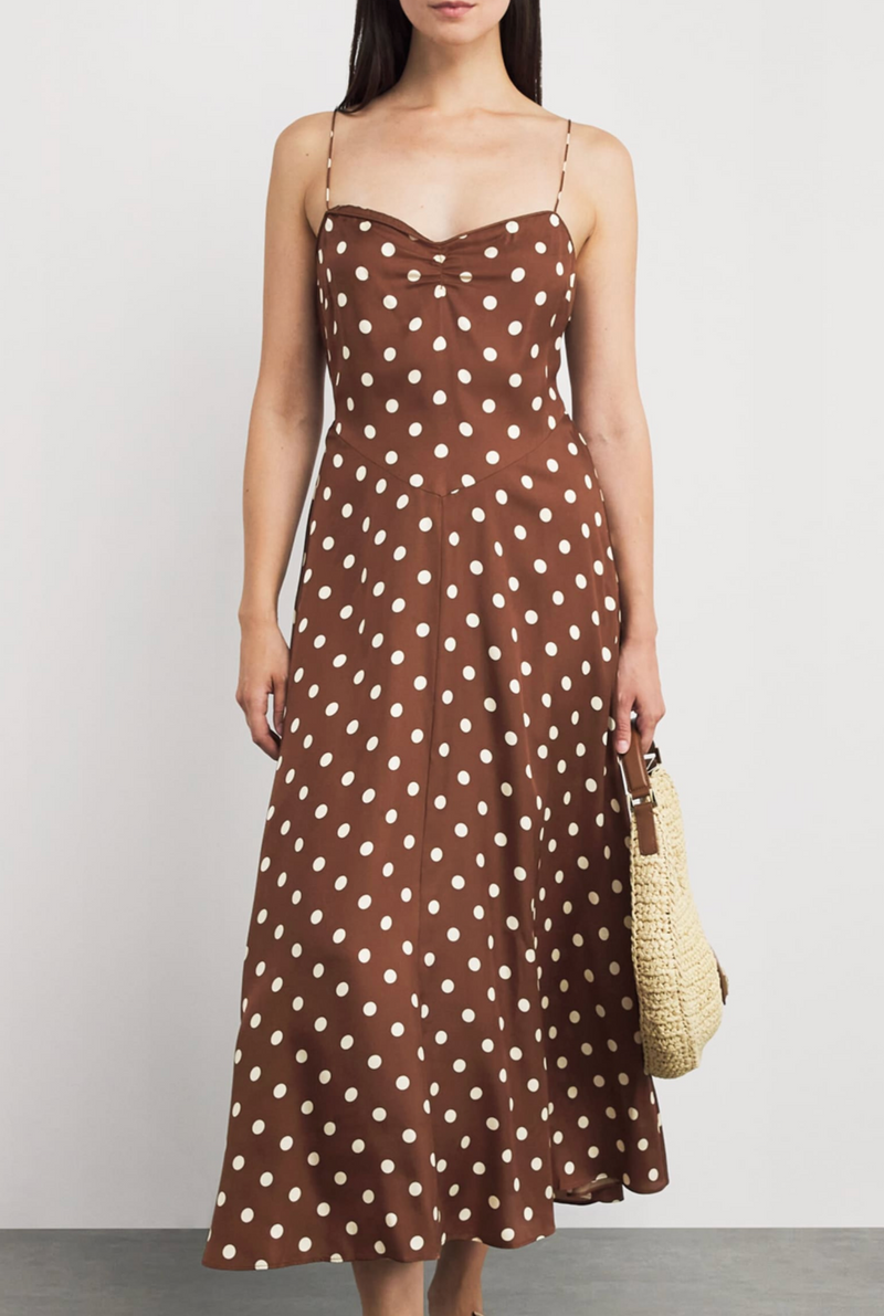 Dôen Silk-Blend Satin Lorraine Midi Dress