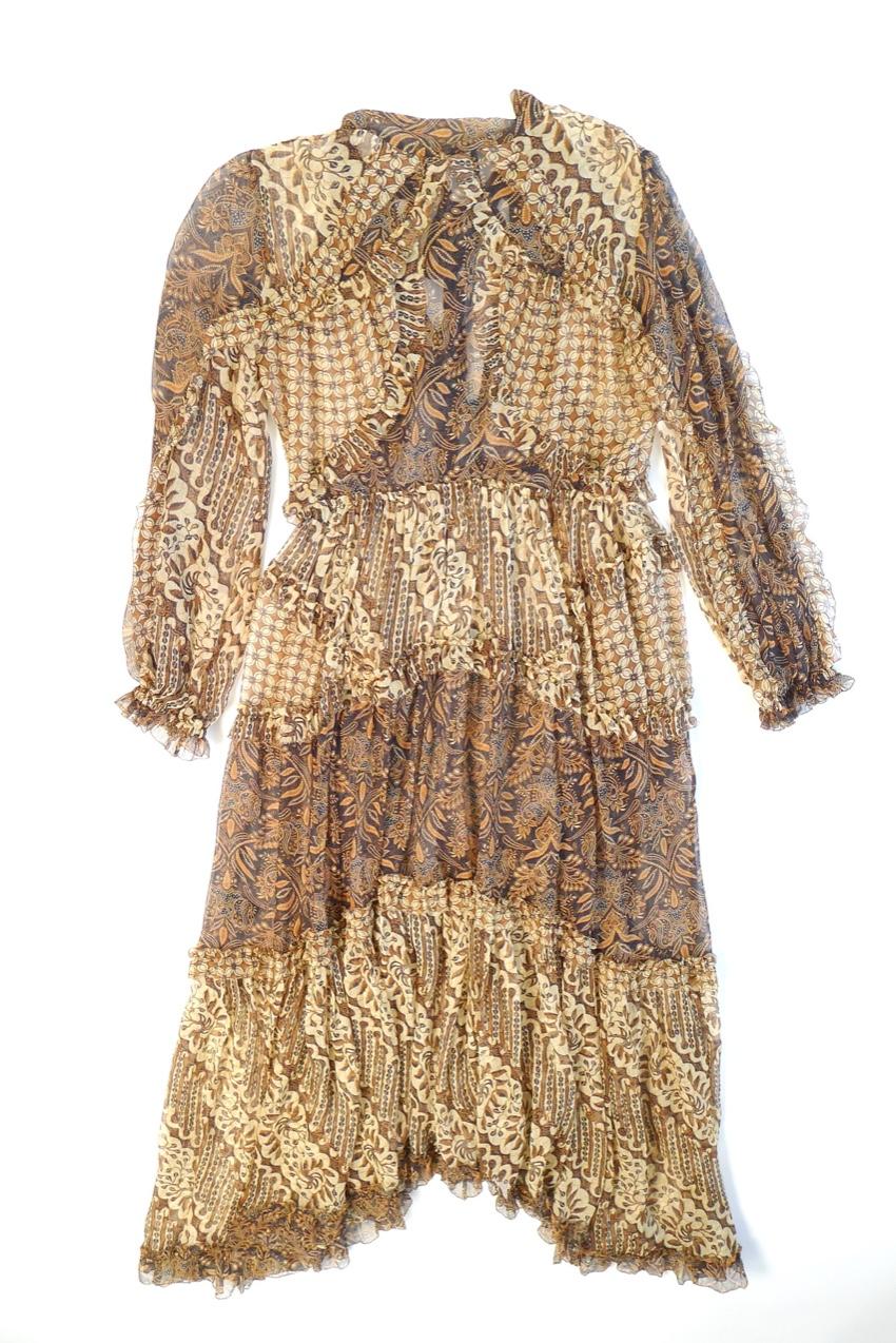 Zimmermann brown printed silk-georgette midi dress