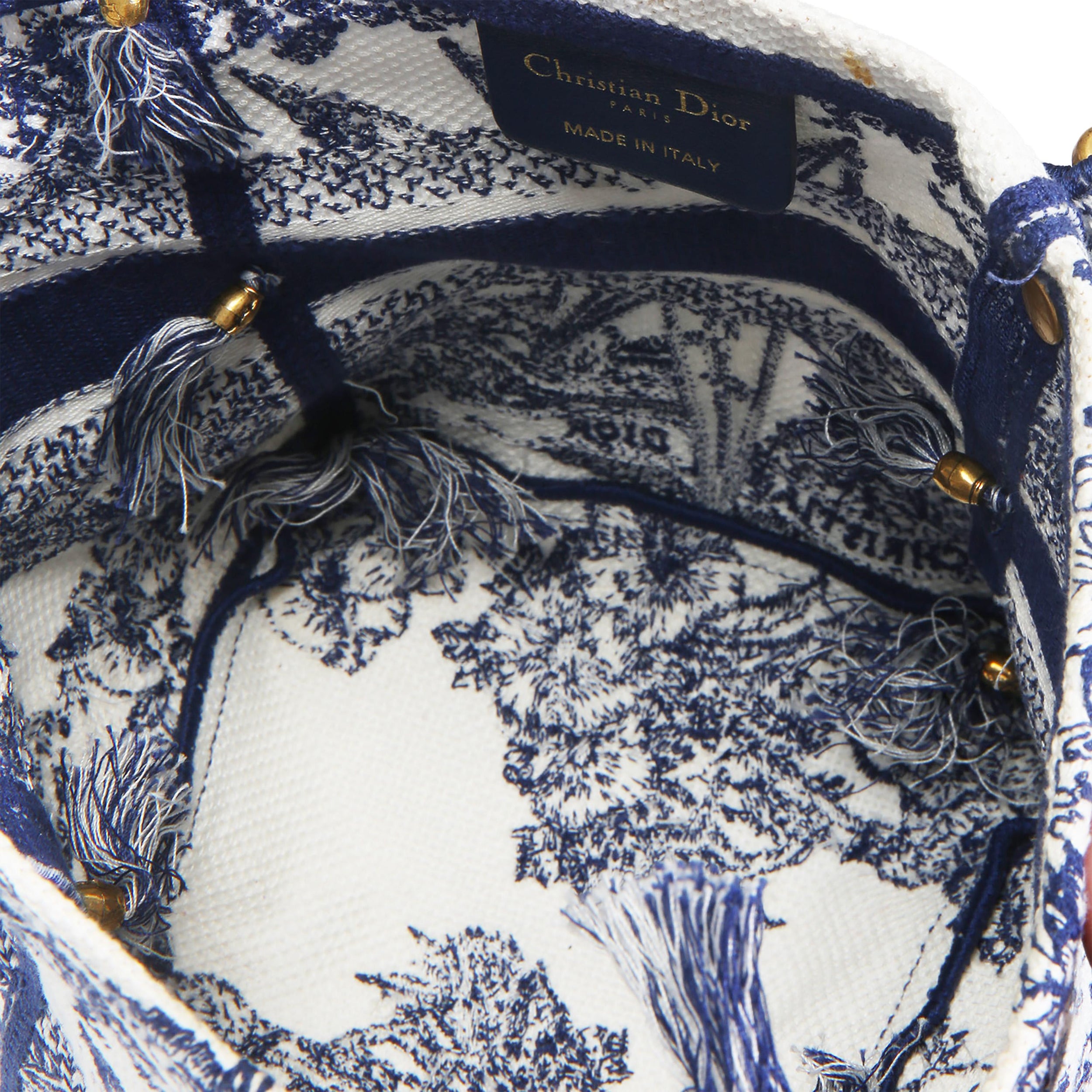 Christian Dior  Toile de Jouy Embroidery D-Bubble Bucket Bag