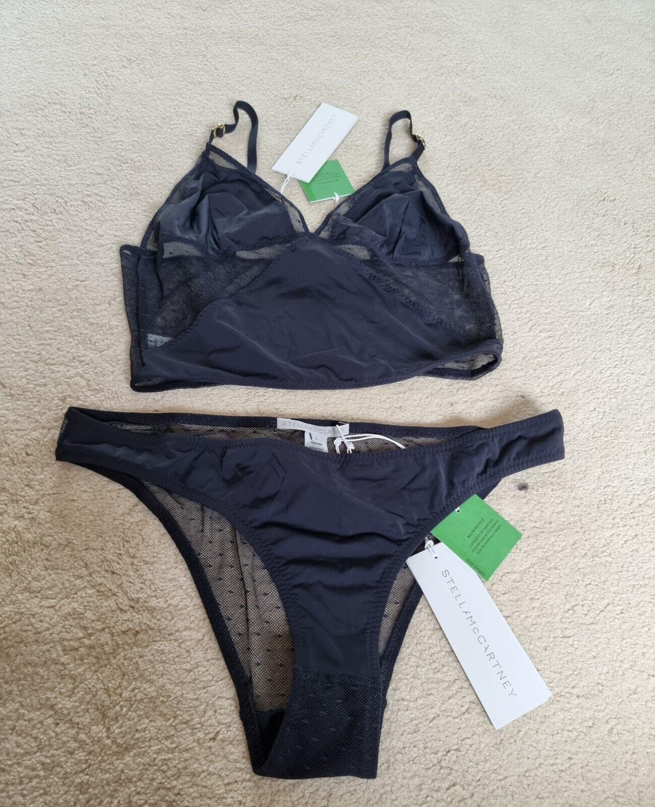 Stella McCartney Black Mesh Bralette and Brief Set