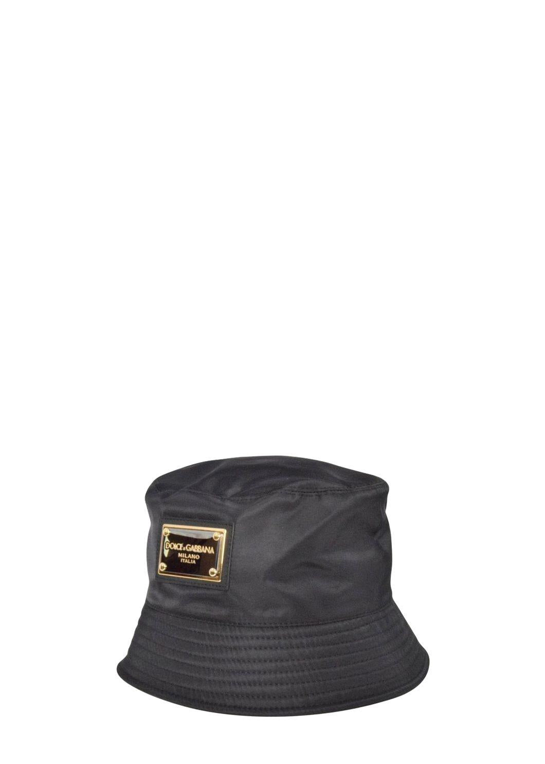 Black Nylon Logo Plaque Bucket Hat