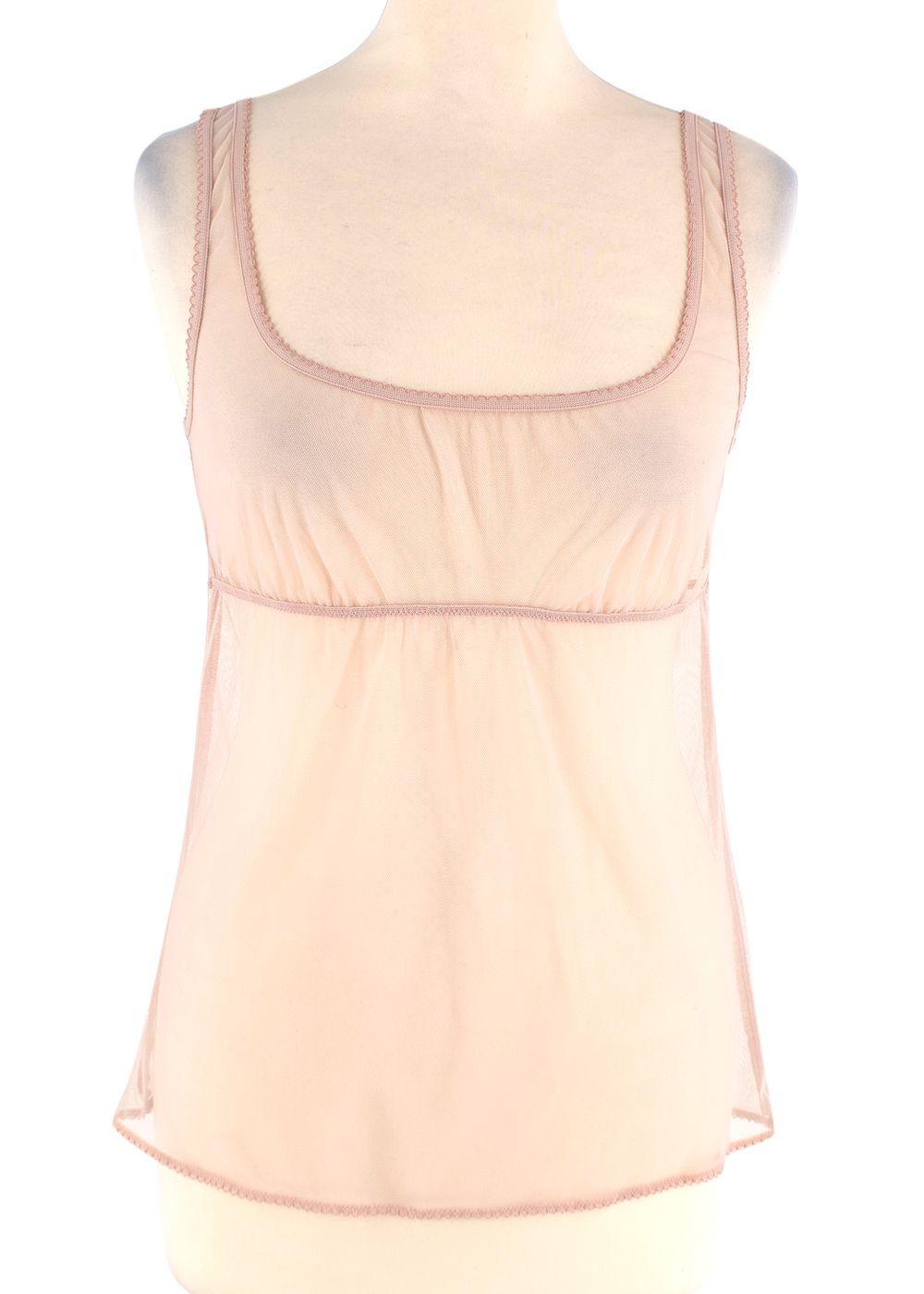 Chanel  Pink and Nude Sheer Net Double Top