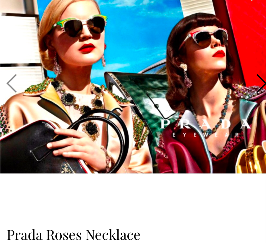 Prada Blue & Silver Floral Crystal Runway Necklace