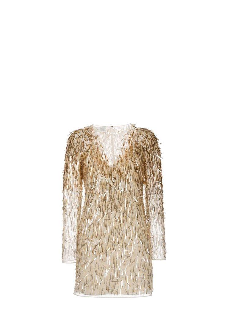 V-neck sequin-embellished dress