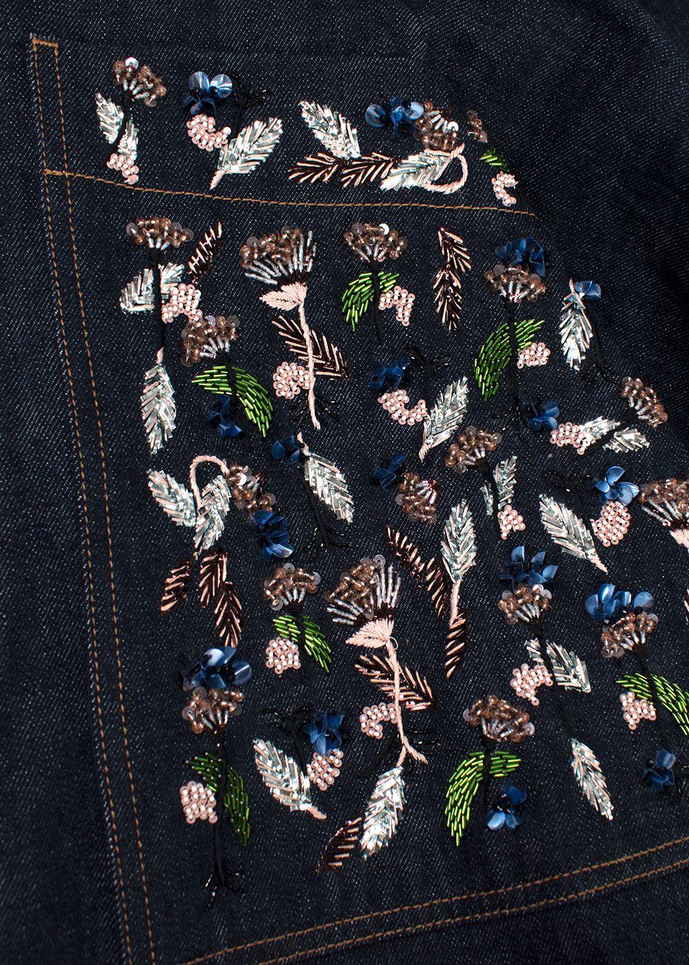 Dior Crystal Embroidered A-line Denim Dress