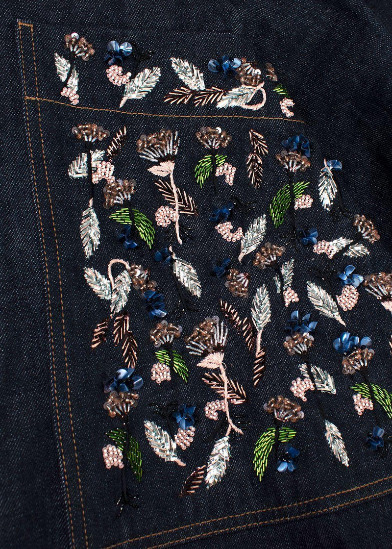 Dior Crystal Embroidered A-line Denim Dress
