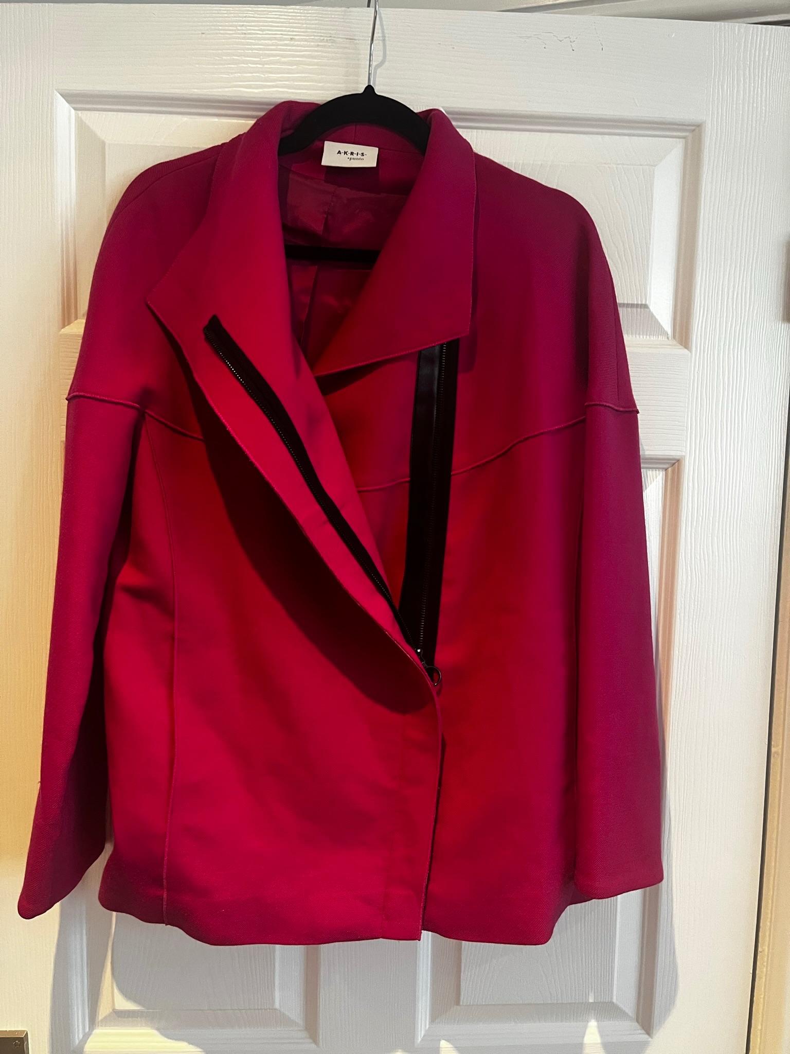 Punto Pink Wool Asymmetric Zip Jacket