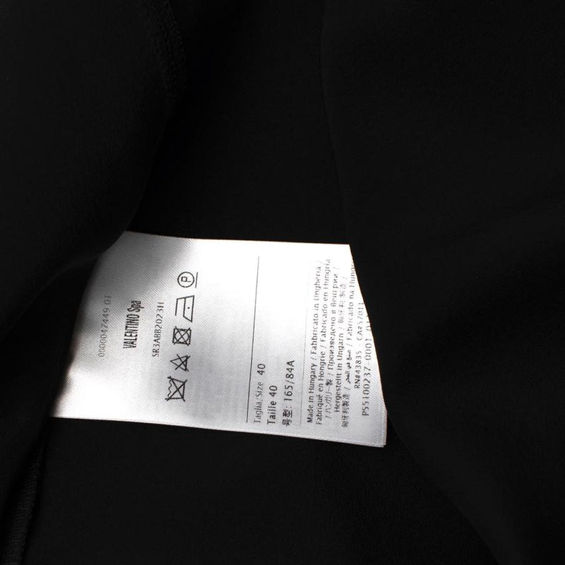 Red Valentino Black Silk Crepe Ruffled Blouse