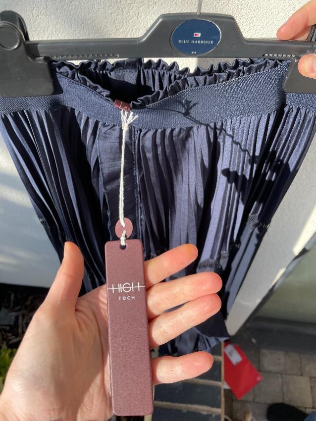 High by Claire Campbell Navy Pleated Midi Skirt