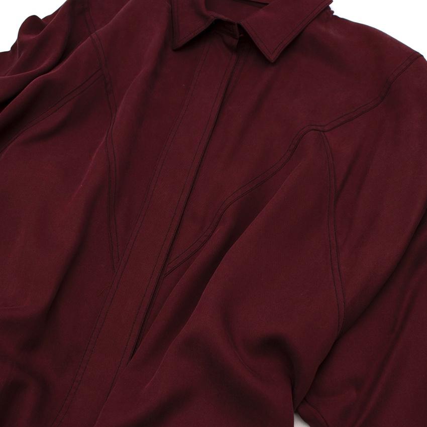 Albus Lumen Burgundy Sabrina Waist-tie Twill Shirtdress