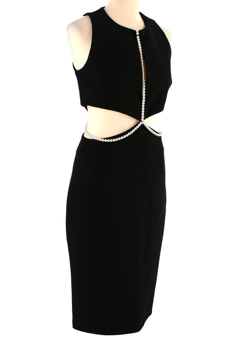 Faux Pearl Trimmed Cut-out Dress