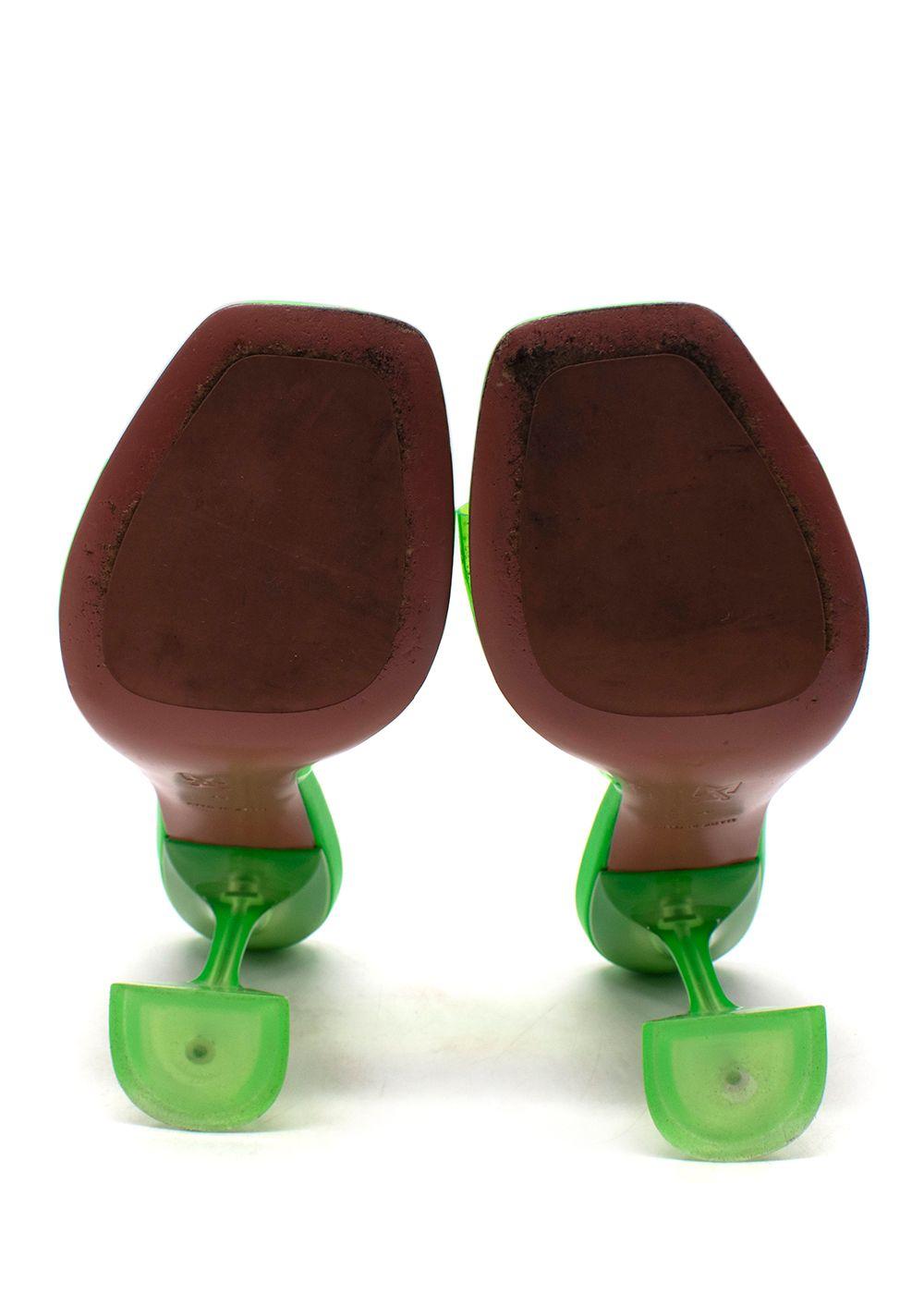 Amina Muaddi Neon Green Lupita PVC Mules