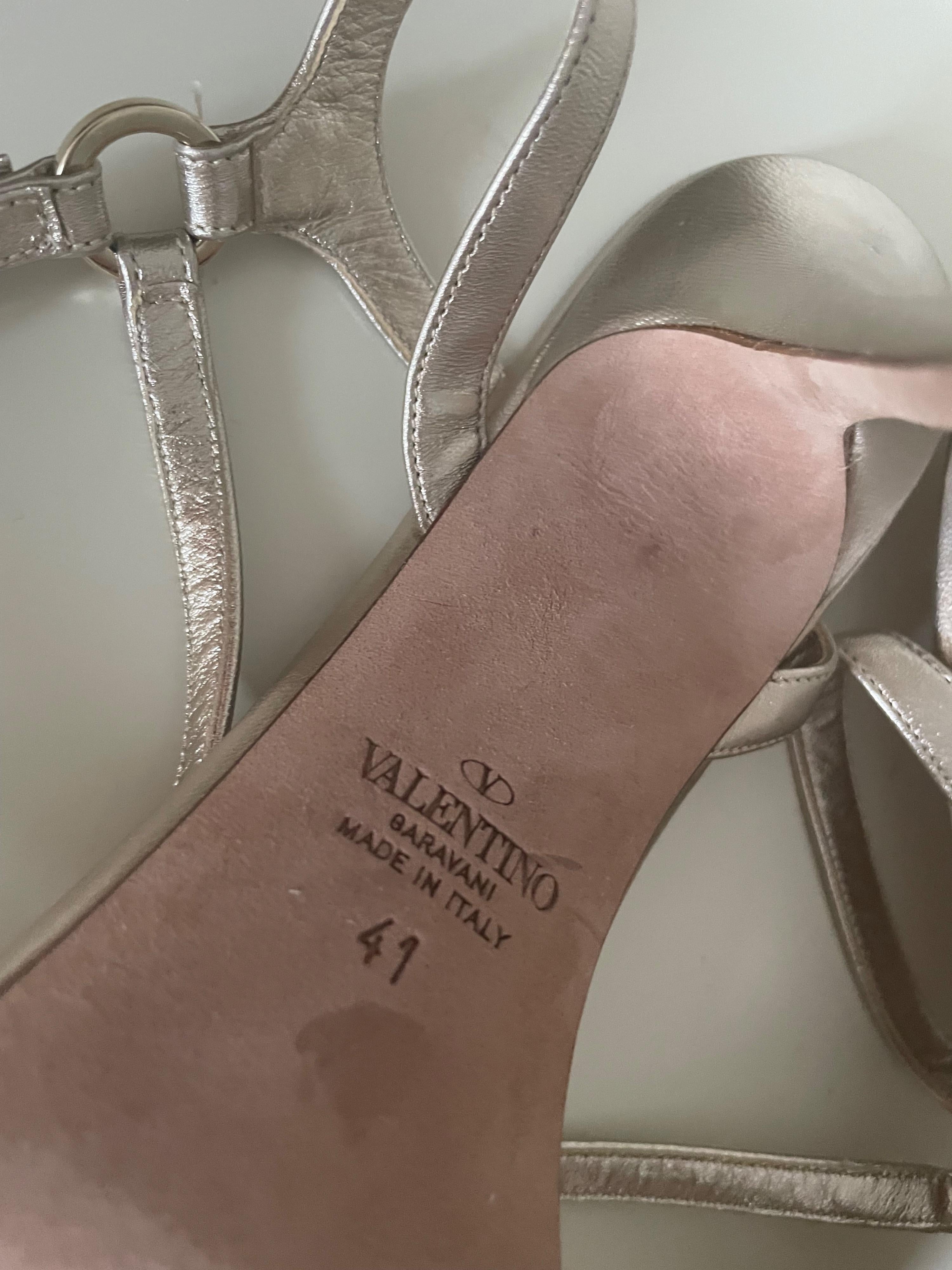 Valentino Champagne Gold Strappy Leather Heels