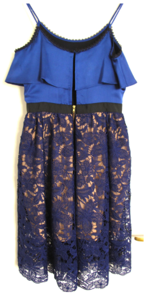 Self-Portrait Delphinium Satin & Guipure Lace Dress
