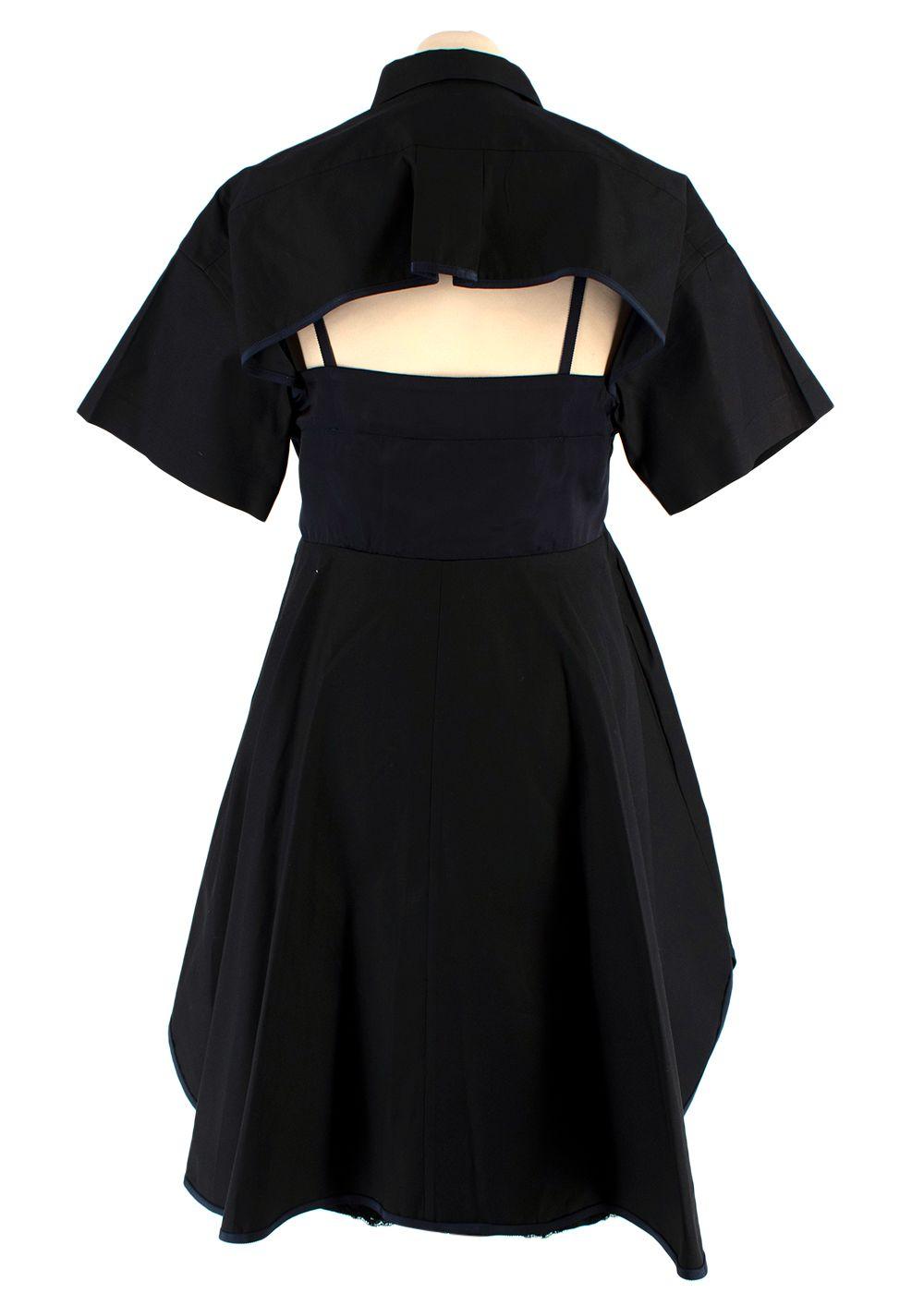 Sacai Cape Black Lace Trimmed A-line Shirt Dress