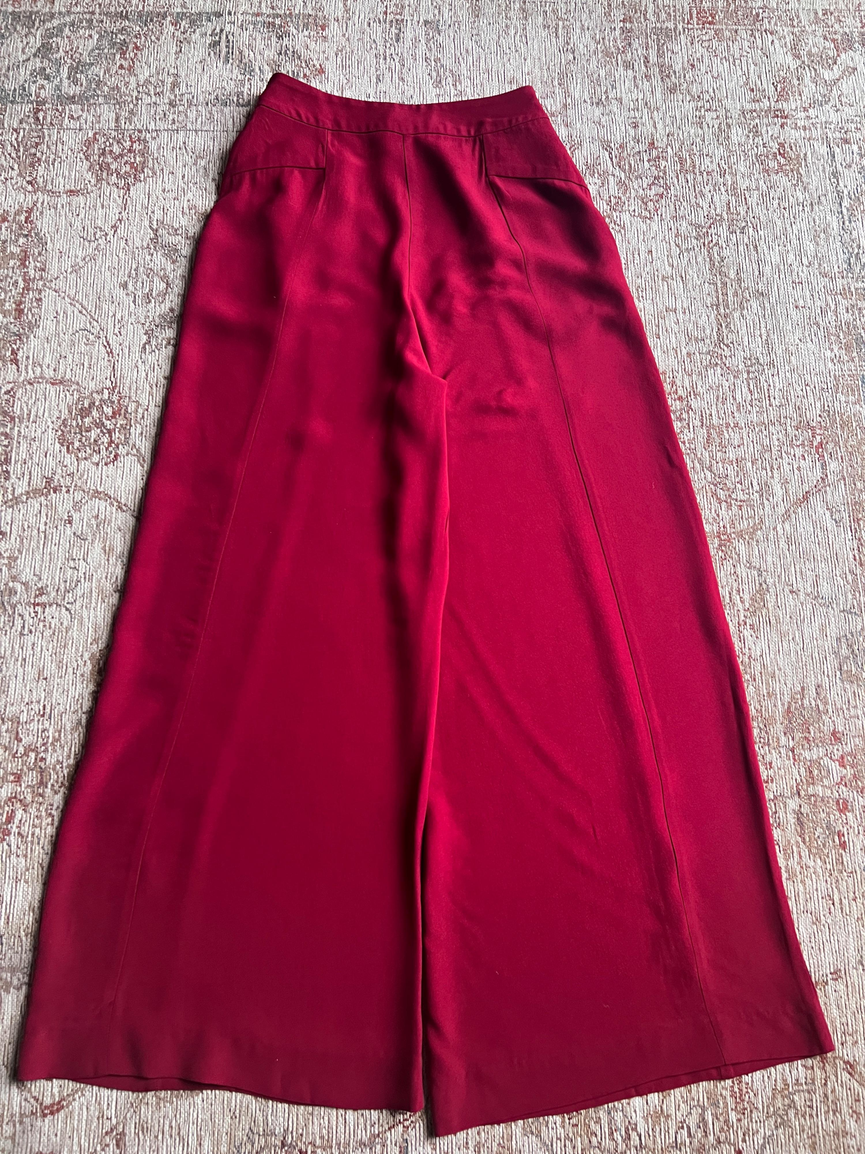 Red Wide Leg Trousers