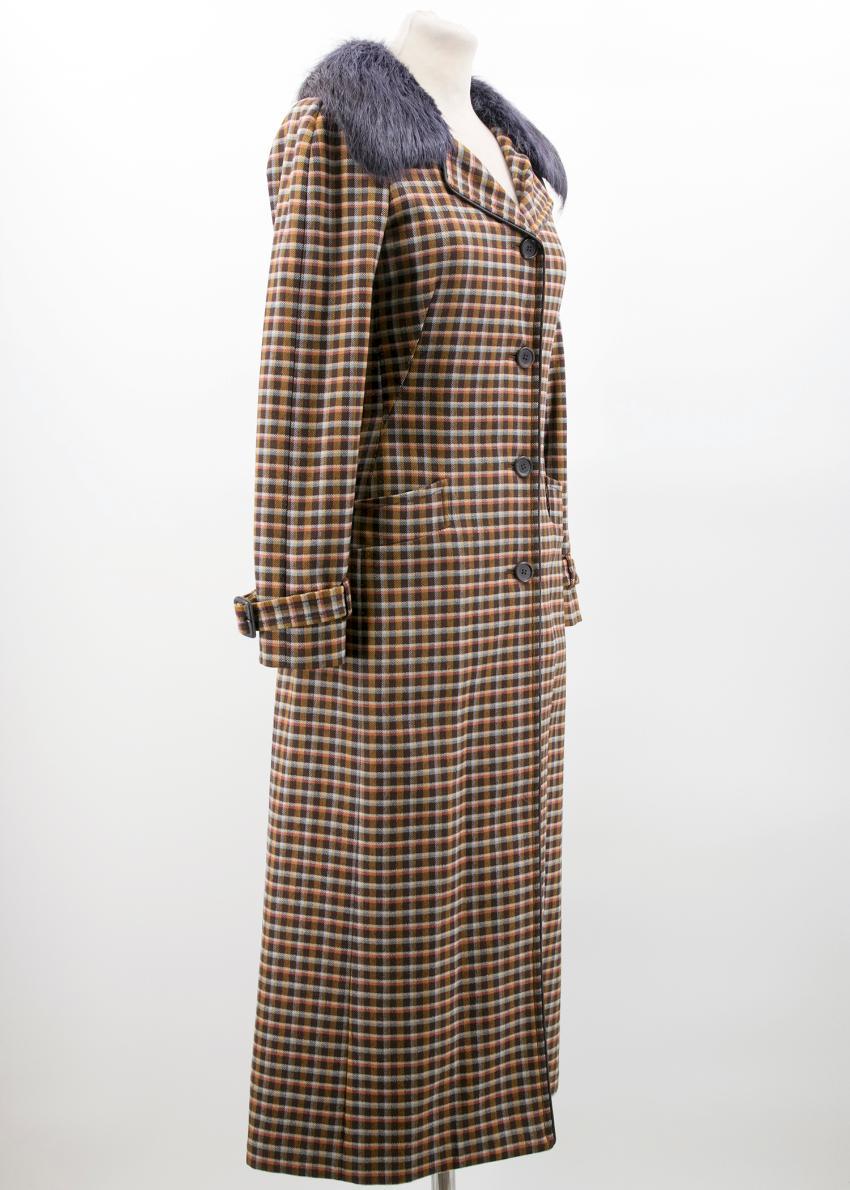 Prada Wool  Check Midi Coat
