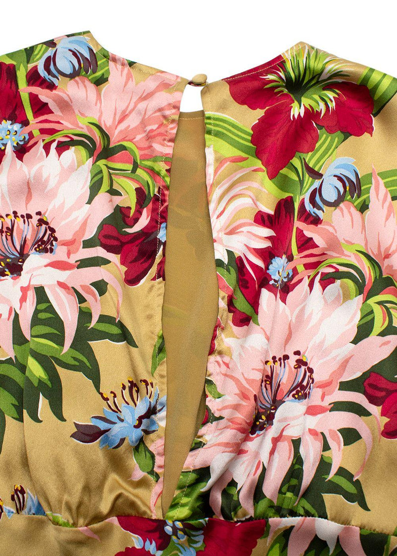 Olivia Von Halle Floral-Print Silk Midi Dress