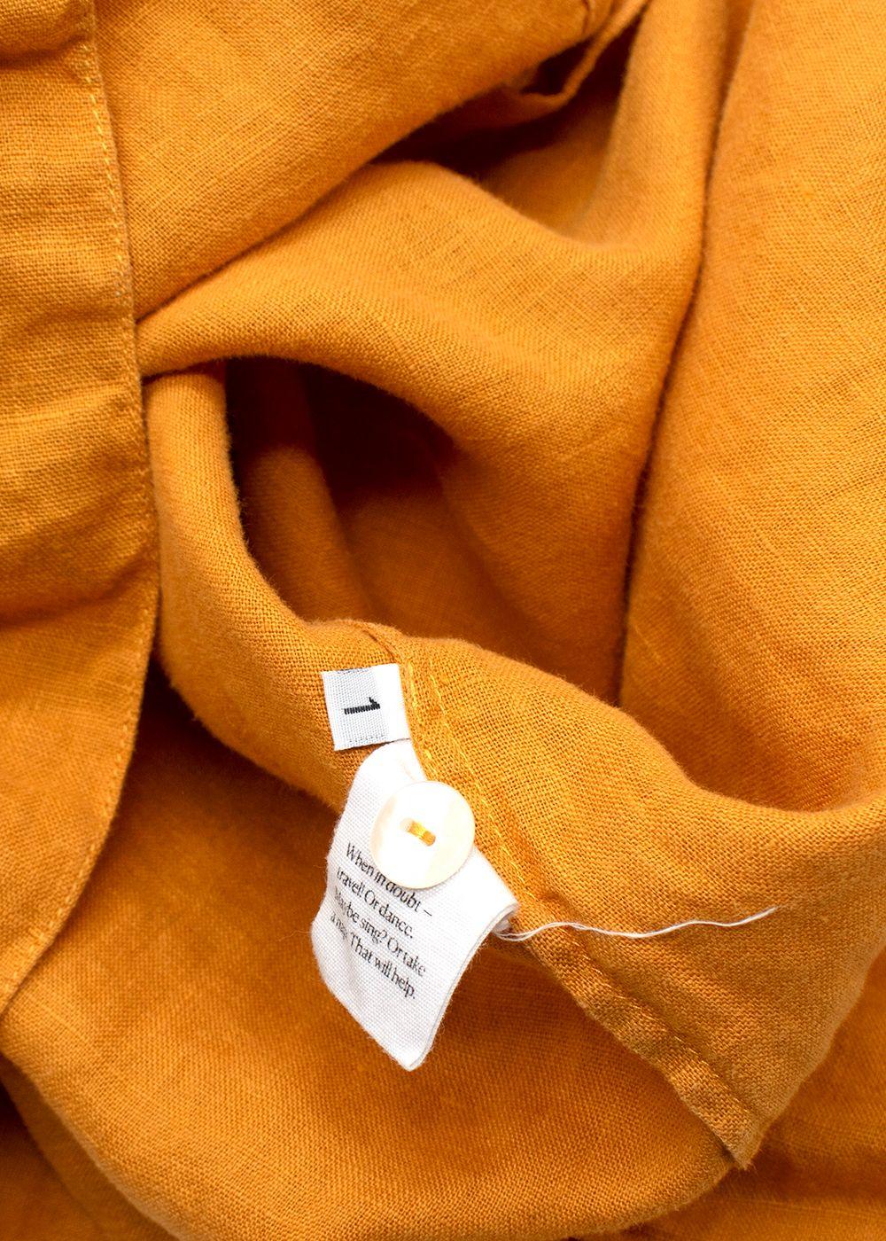 Sleeper Orange Romantica Bardot Linen Midi Dress