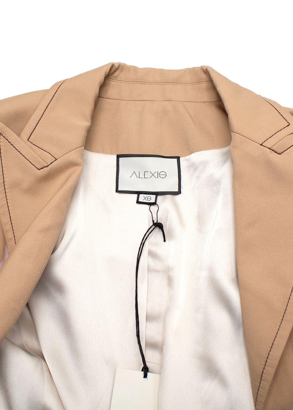 Alexis Beige Double-Breasted Belted Blazer Jacket