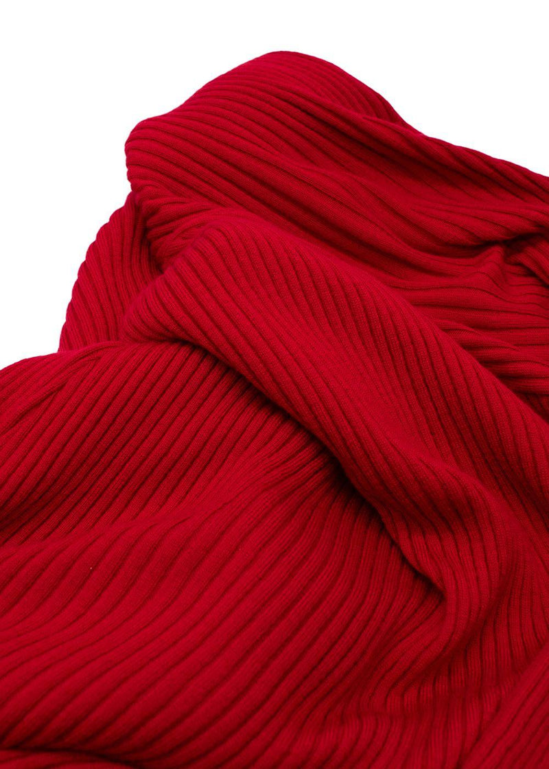 Marques Almeida Red Knitted Asymmetric Wool Dress