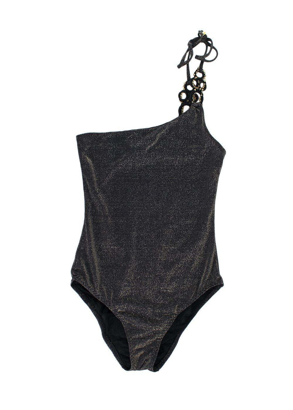 My Beachy Side One Shoulder Black Shimmer Swimsuit