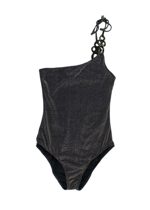 My Beachy Side One Shoulder Black Shimmer Swimsuit