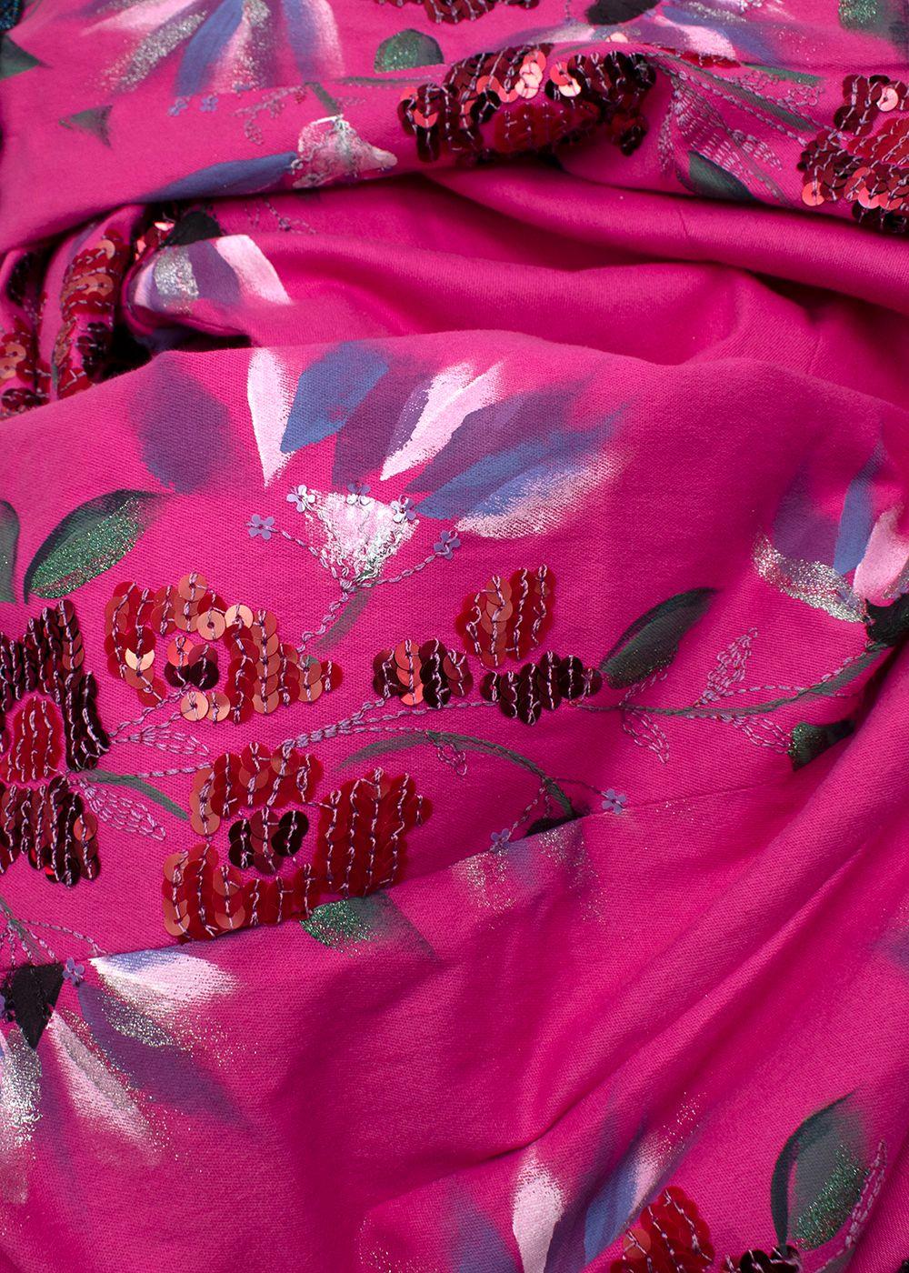 vintage pink cotton hand painted floral trousers