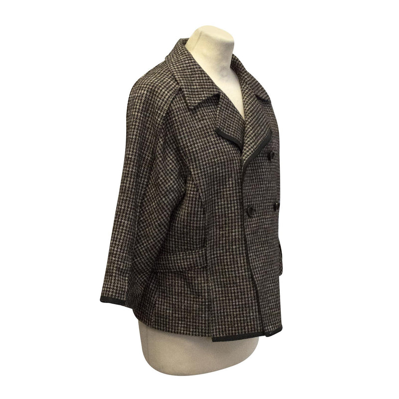 Olivier Strelli Brown Houndstooth Double Breasted Jacket