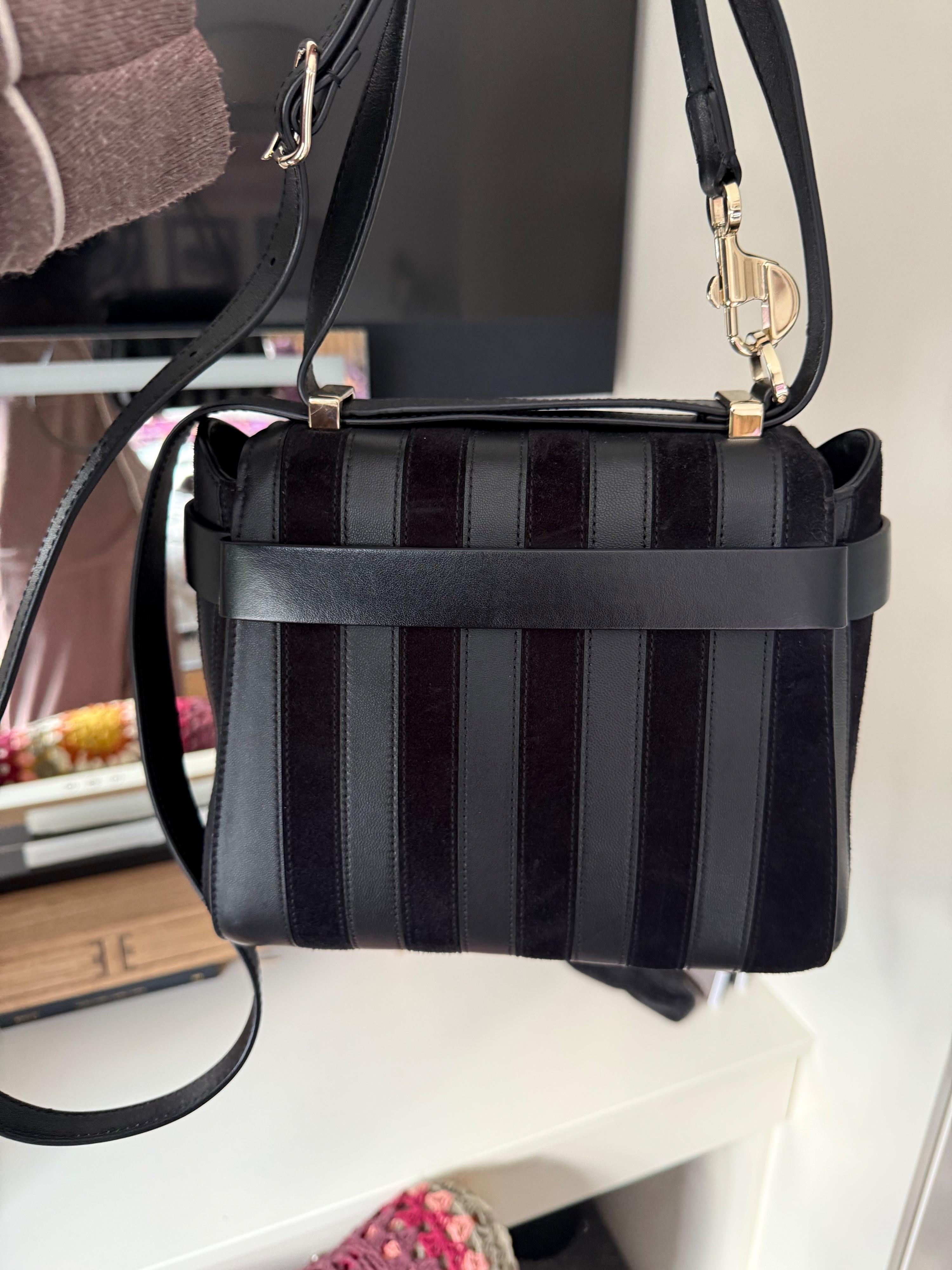 Black Leather Nacha Top-Handle Bag