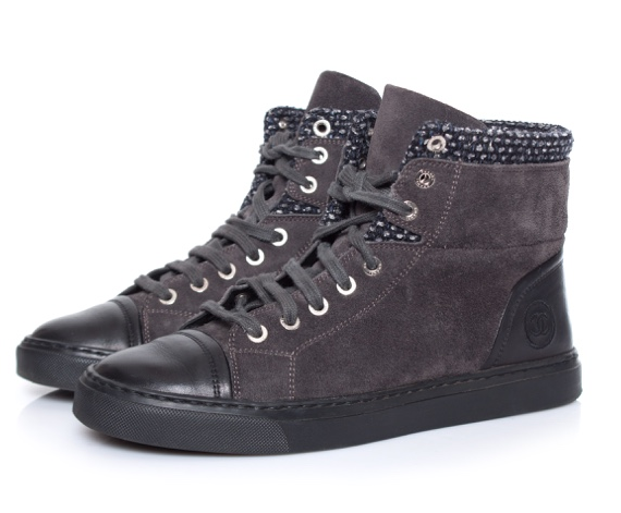 Chanel Suede & Leather High Top Sneakers