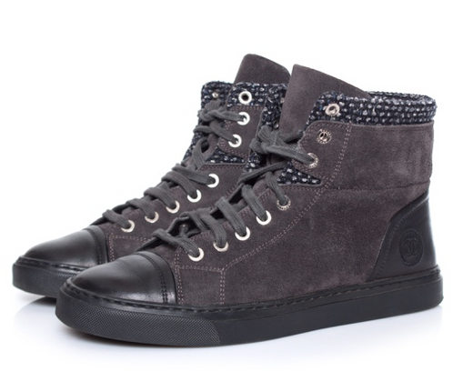 Chanel Suede & Leather High Top Sneakers