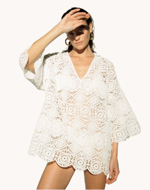 Borgo De Nor White Crochet Divona Brea Dress