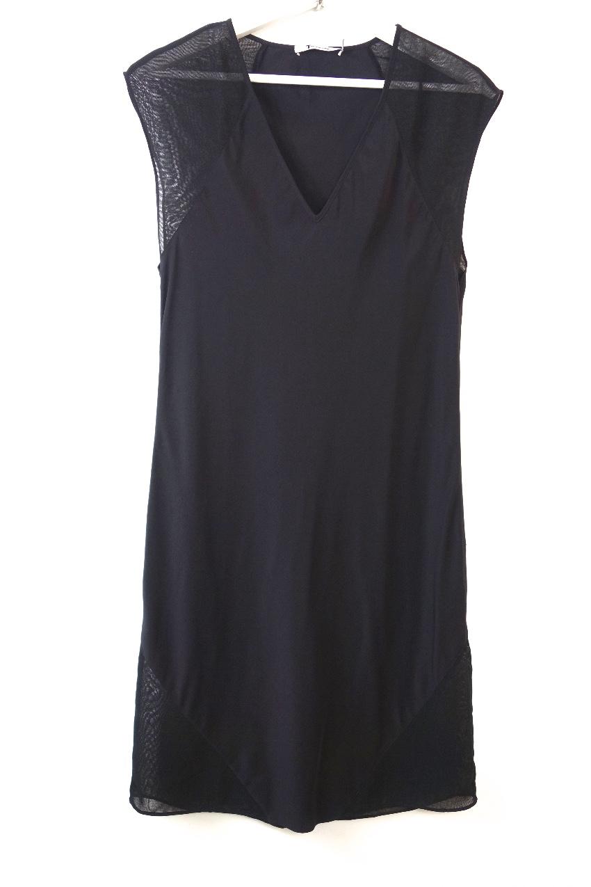 T by Alexander Wang Silk Dress with Sheer Mesh Inserts