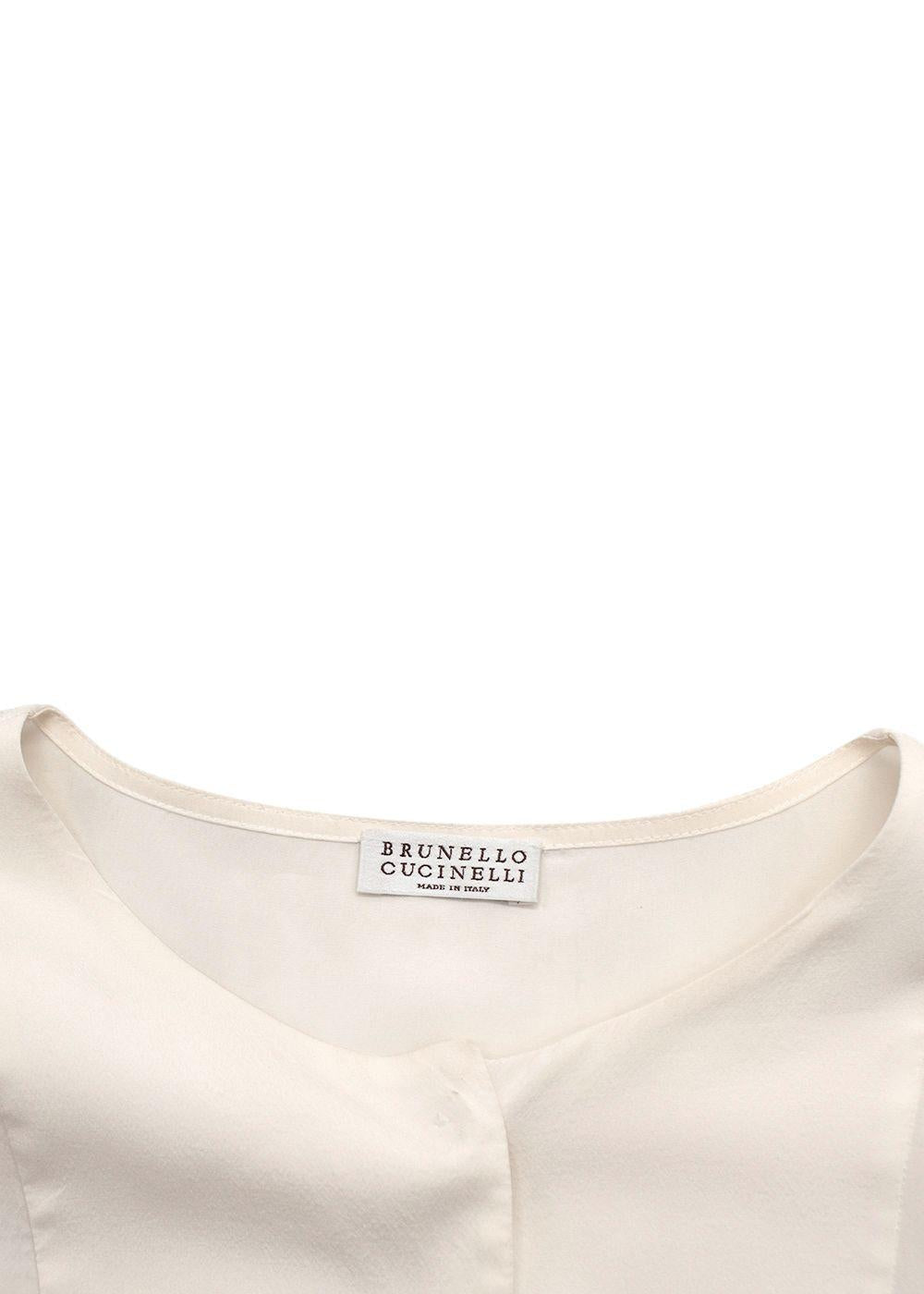 Brunello Cucinelli Cream Silk Satin Blouse