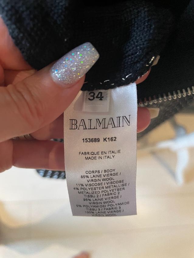 Balmain Black & Silver Fil Coupe Detail Dress