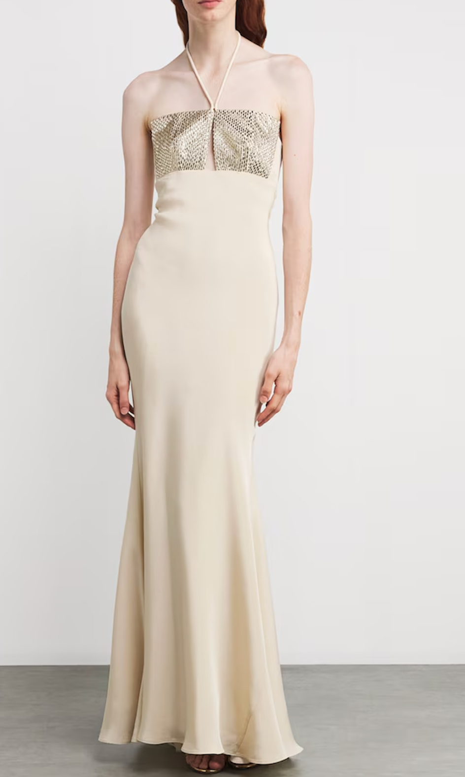 Roland Mouret Silk Embellished Halterneck Maxi Dress